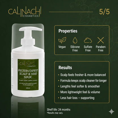 Protein Expert (Normal to Oily &amp; Oily) Anti-Hair Loss, Restorative, Mask for Scalp and Hair, 300 ml. haircare CALINACHI Cosmetics